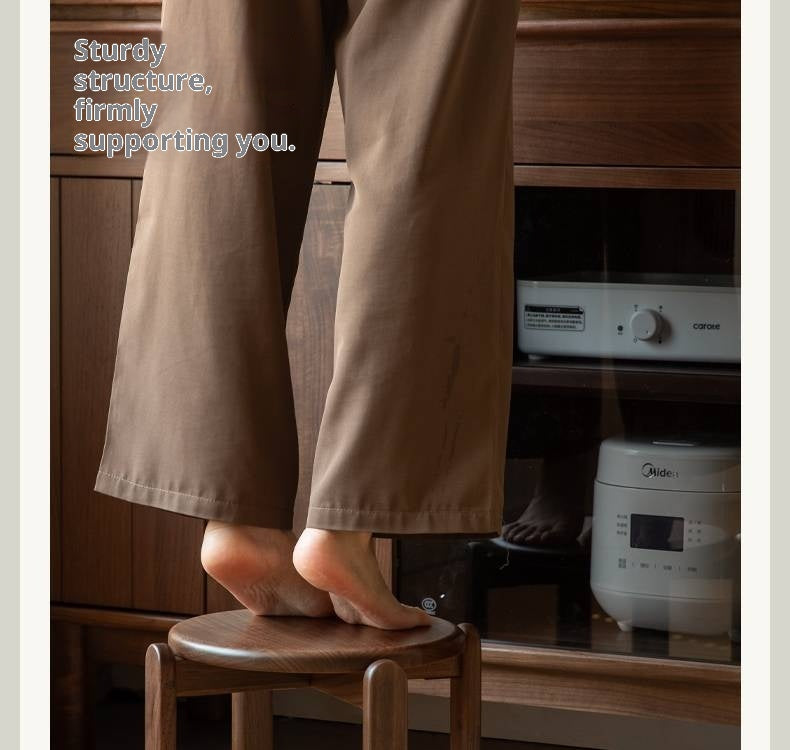 Black Walnut, Cherry Solid Wood Stacked Round Stool