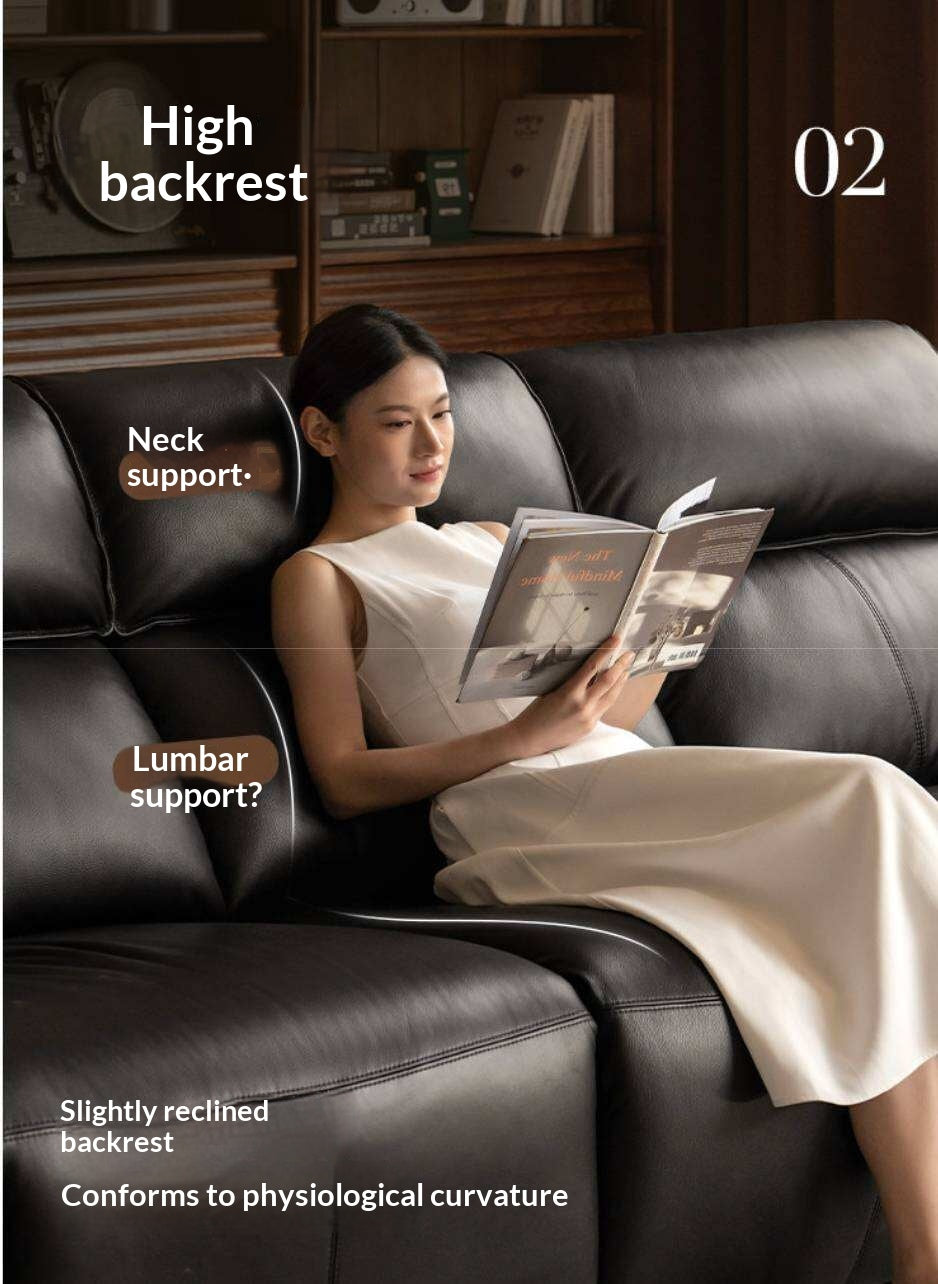 Black walnut solid wood Top Grain Genuine Leather Zero Wall Power Reclining Sofa