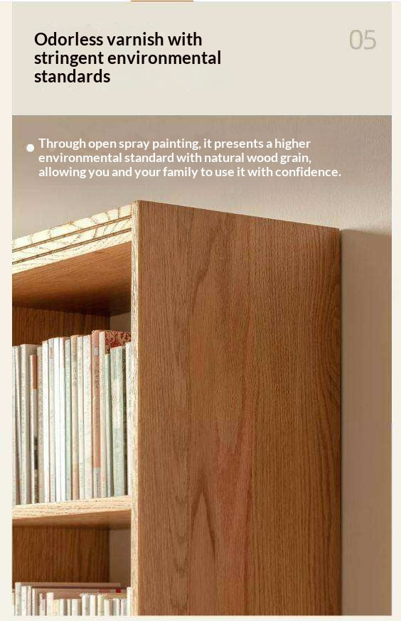 Oak Solid Wood Cream Wind Floor Bookshelves