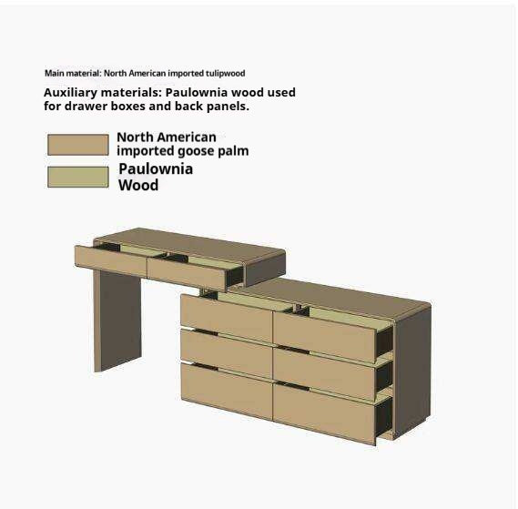 Tulipwood Solid Wood Retractable Vanity Table Light Luxurious Drawer.