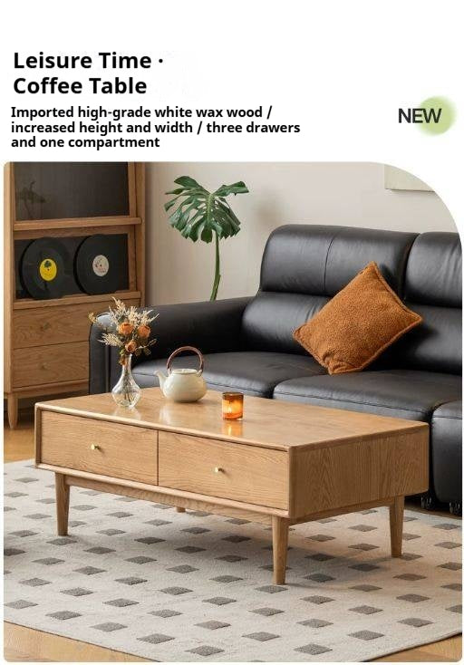 Ash Solid Wood Modern Rock Plate Coffee Table
