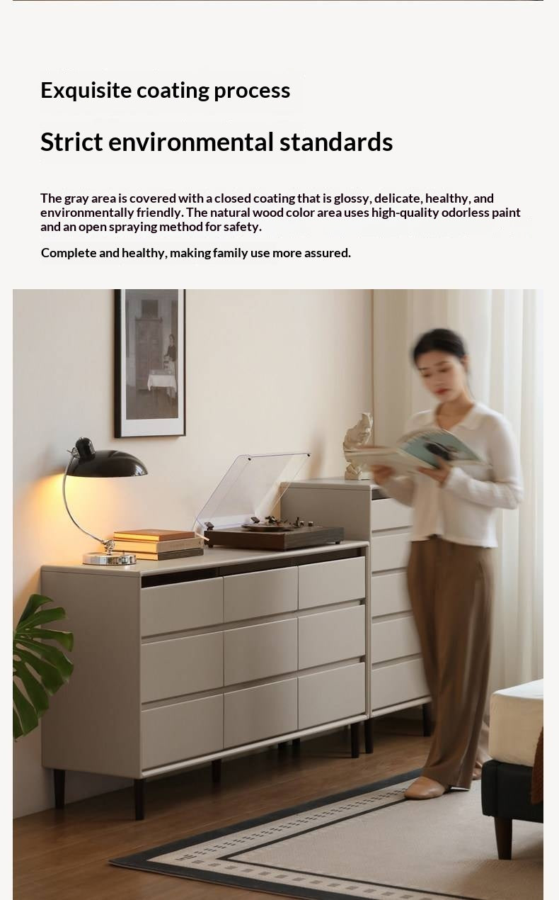 Solid Rubberwood Light Luxury Chest of Drawers
