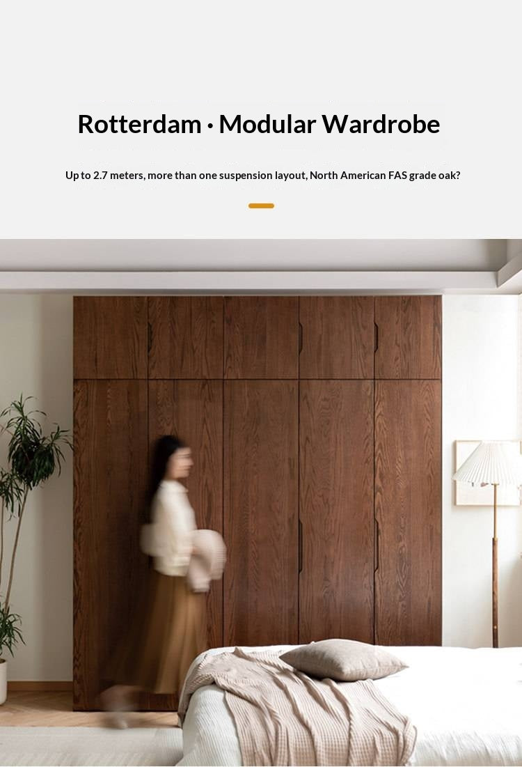 Oak, Solid Rubberwood Modern Wardrobe