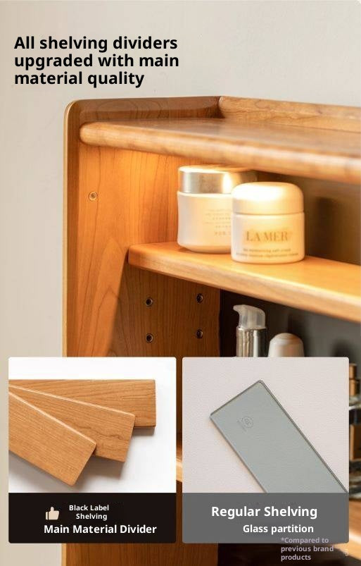 Cherry Solid Wood Retro Skeleton Line Makeup Table