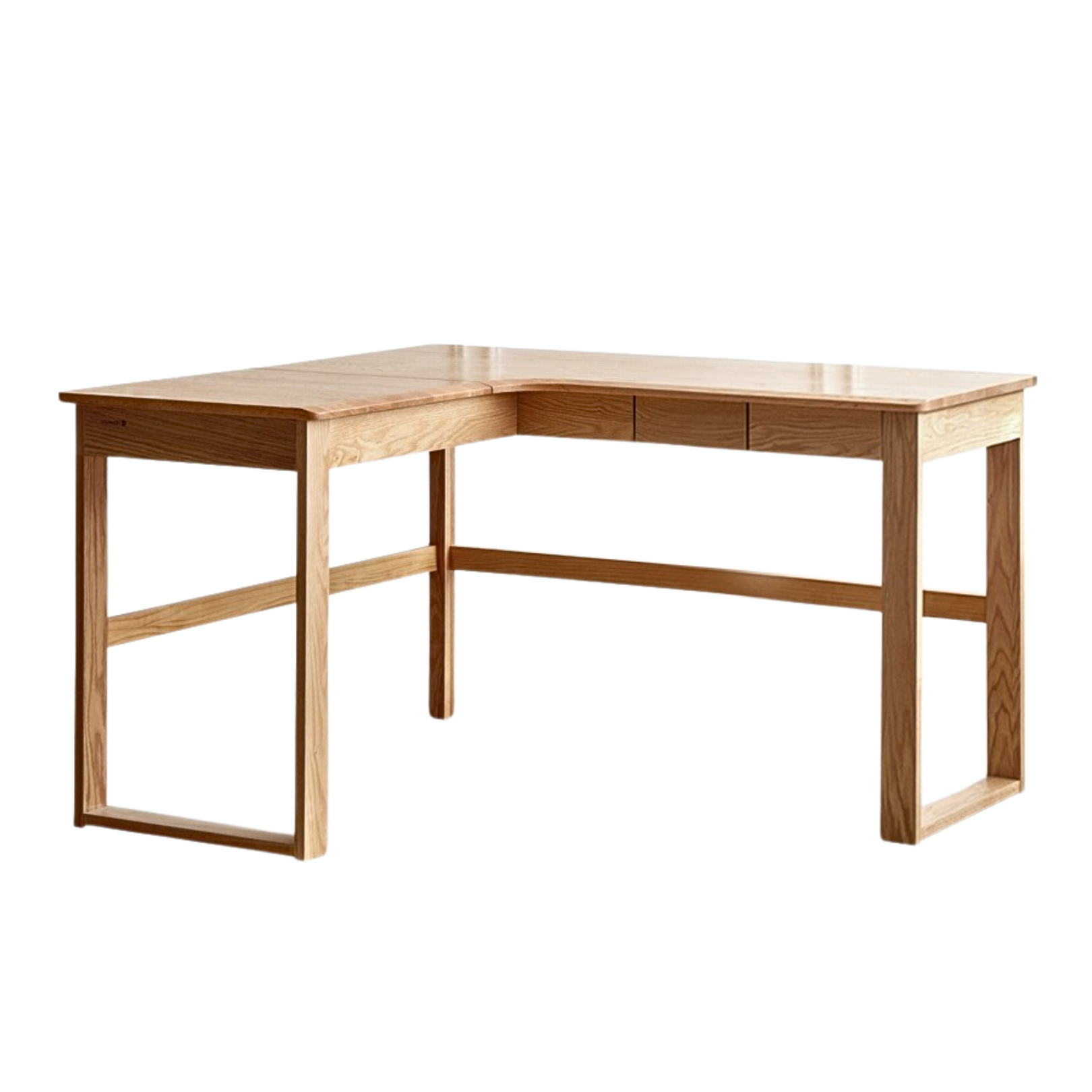 Oak solid wood Office desk with bookshelf: