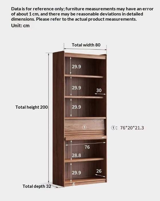 Black Walnut Solid Wood Combination Bookcase with Floor Display and Luxury Storage
