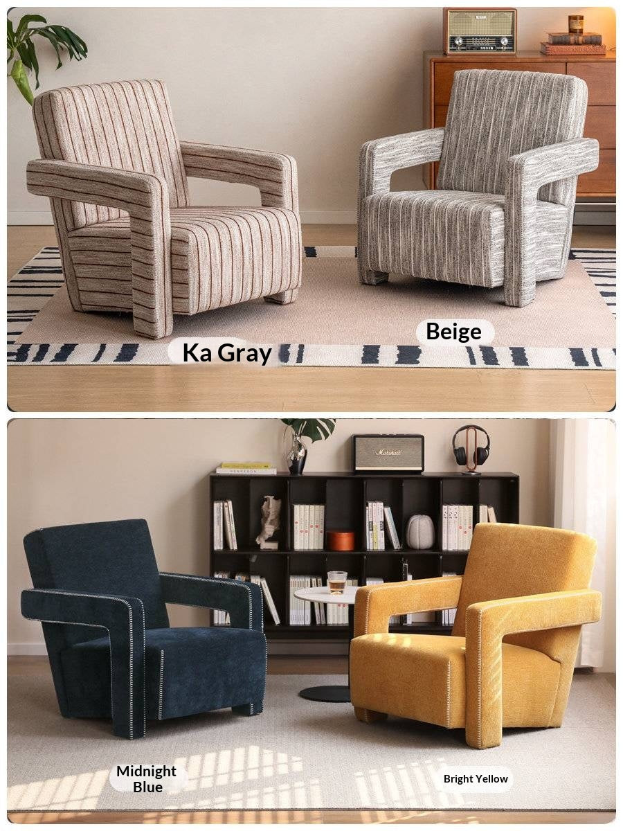 Italian-Inspired Sculptural Design Accent Chair, Modern Fabric Armchair