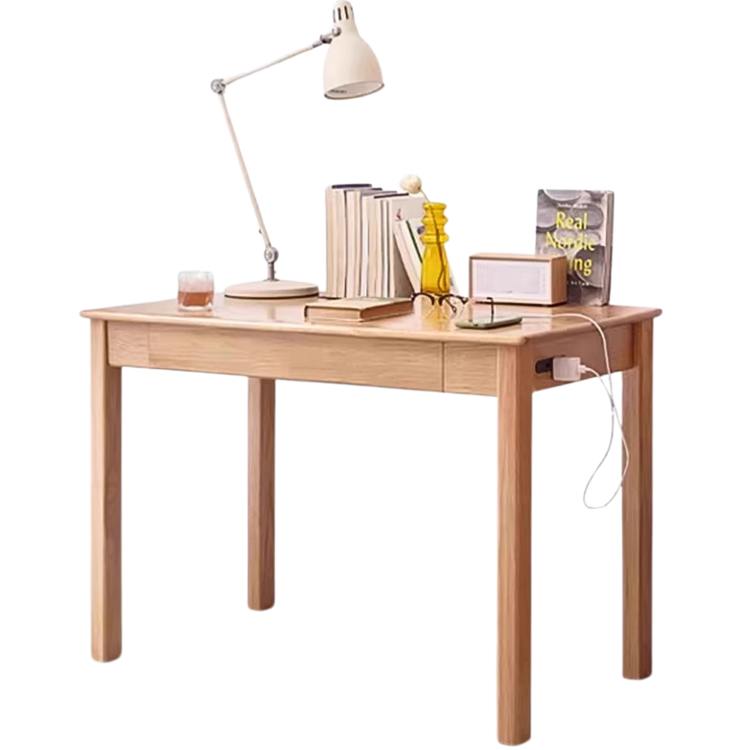 Oak, Ash solid wood USB office desk-