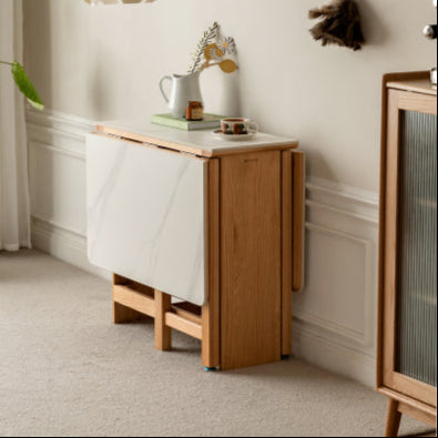 Oak Solid Wood Retractable Folding Dining Table