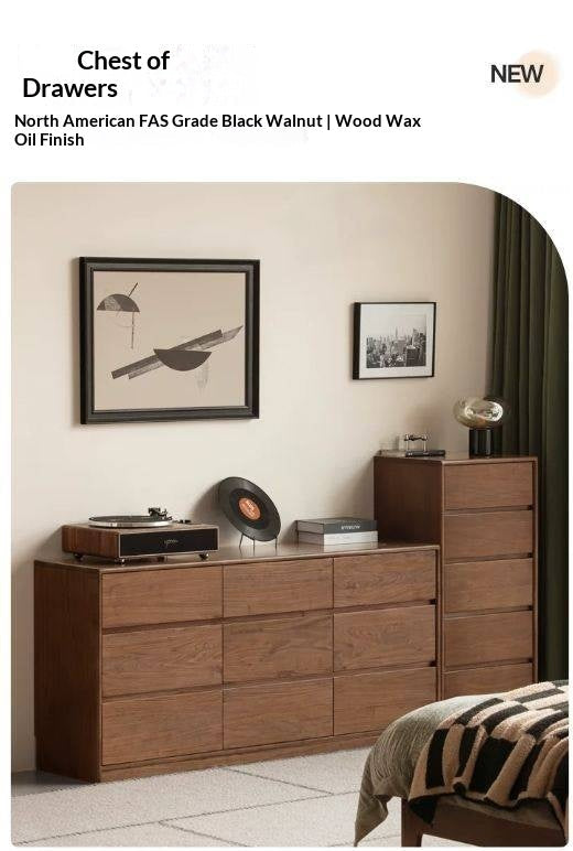 Black Walnut, South American Walnut Solid Wood chest of drawers