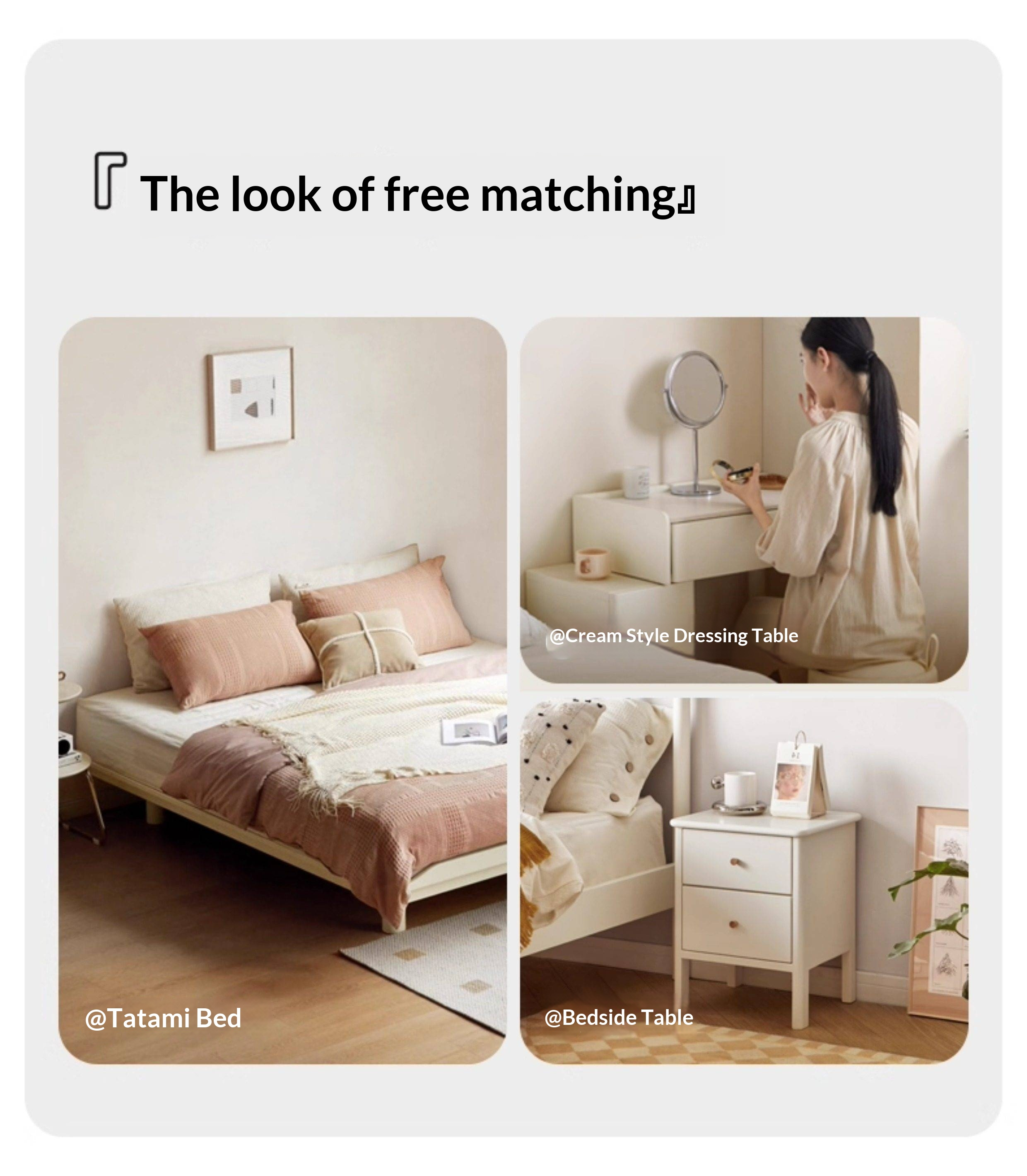 Pine Solid Wood Platform Bed, Headboard-Free Bed, Floor-Standing Floating Bed