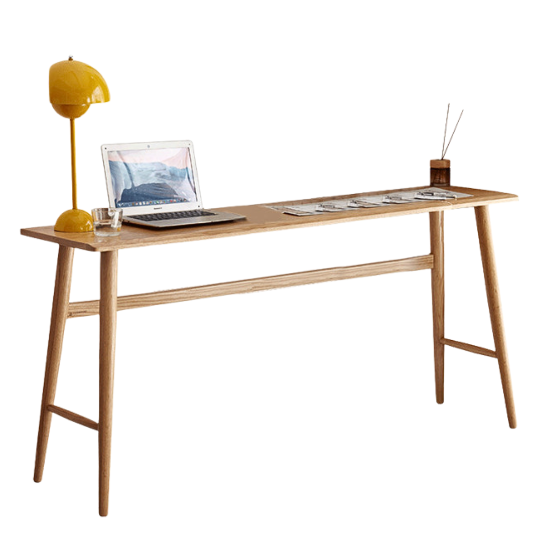 Oak, Cherry Solid Wood Narrow Office Desk