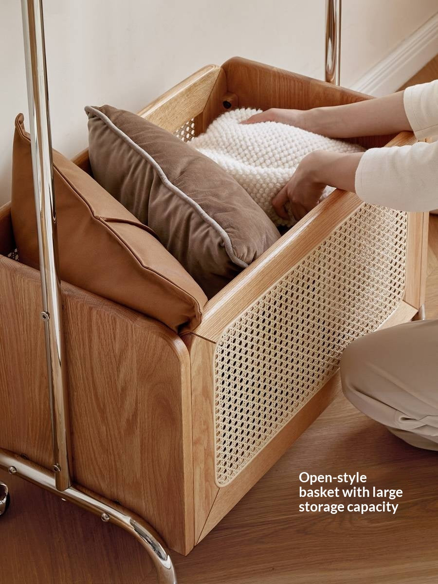 Rubberwood, Oak Solid Wood Rattan Woven Hanger