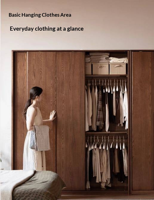 Oak Solid Wood Modern Style Wardrobe