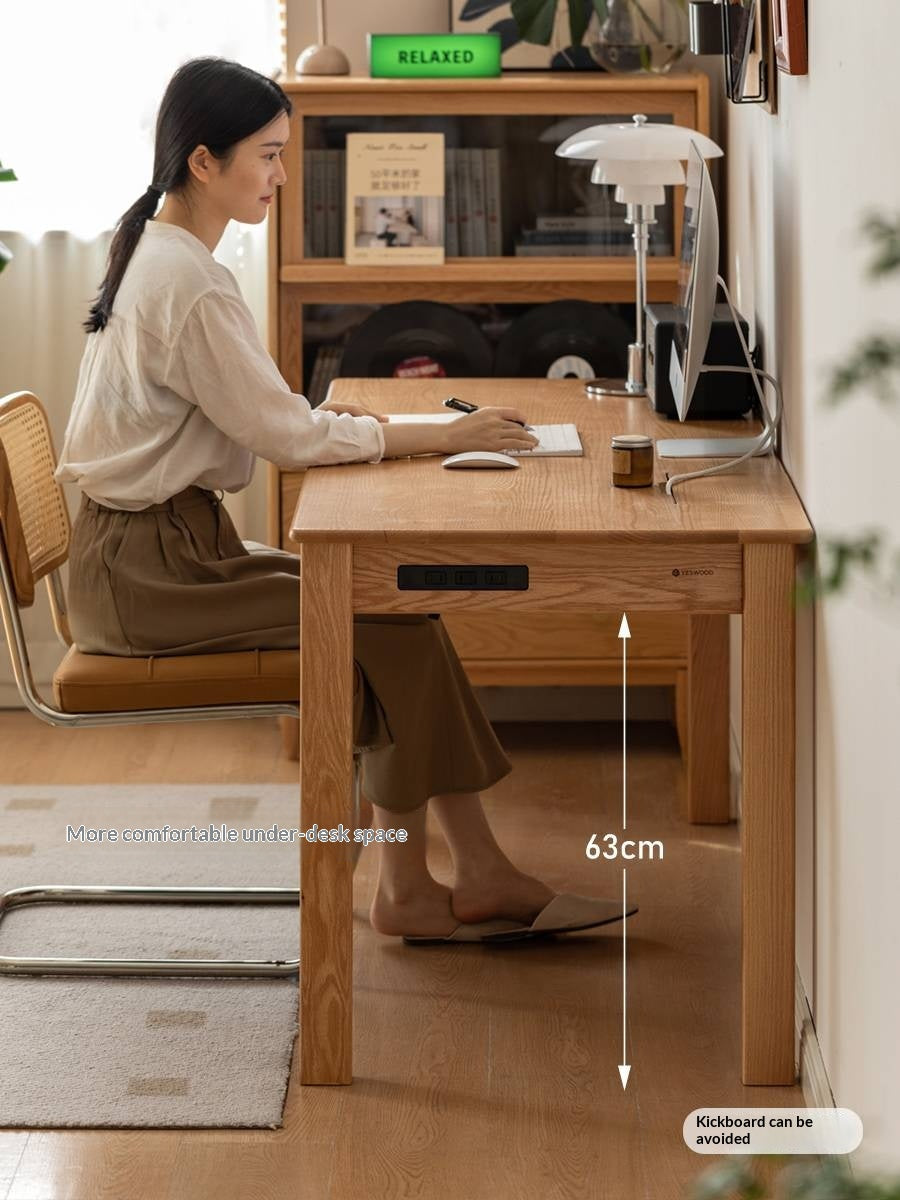 Oak, Ash Solid Wood USB Office Desk