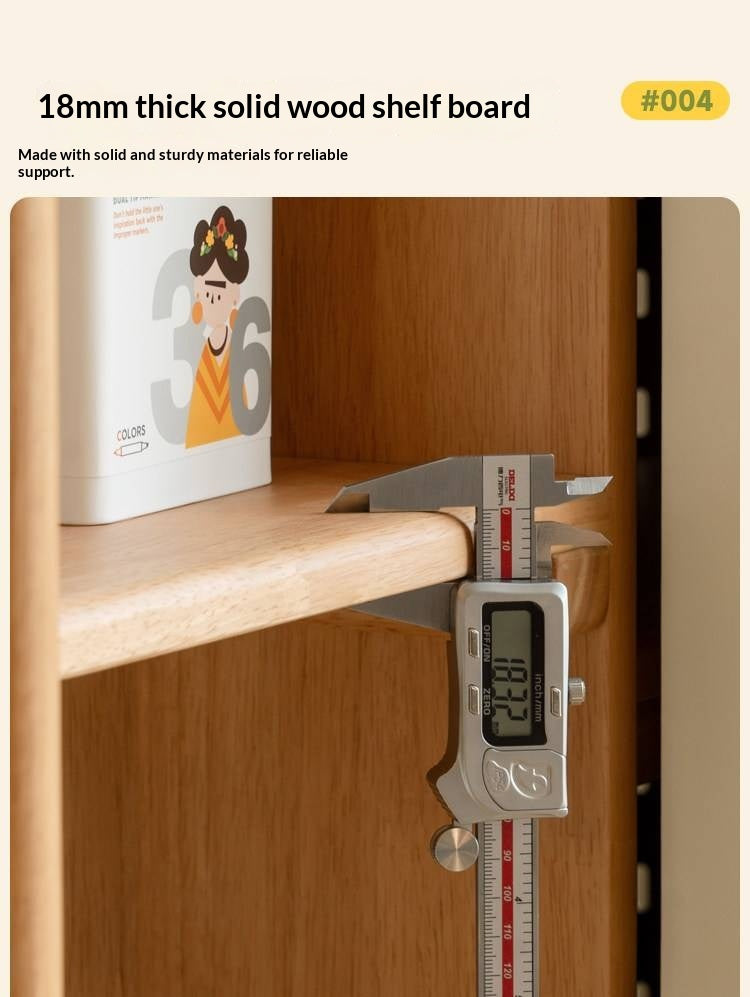 Solid Rubberwood Children's Bookcase with Sliding Doors and Toy Storage