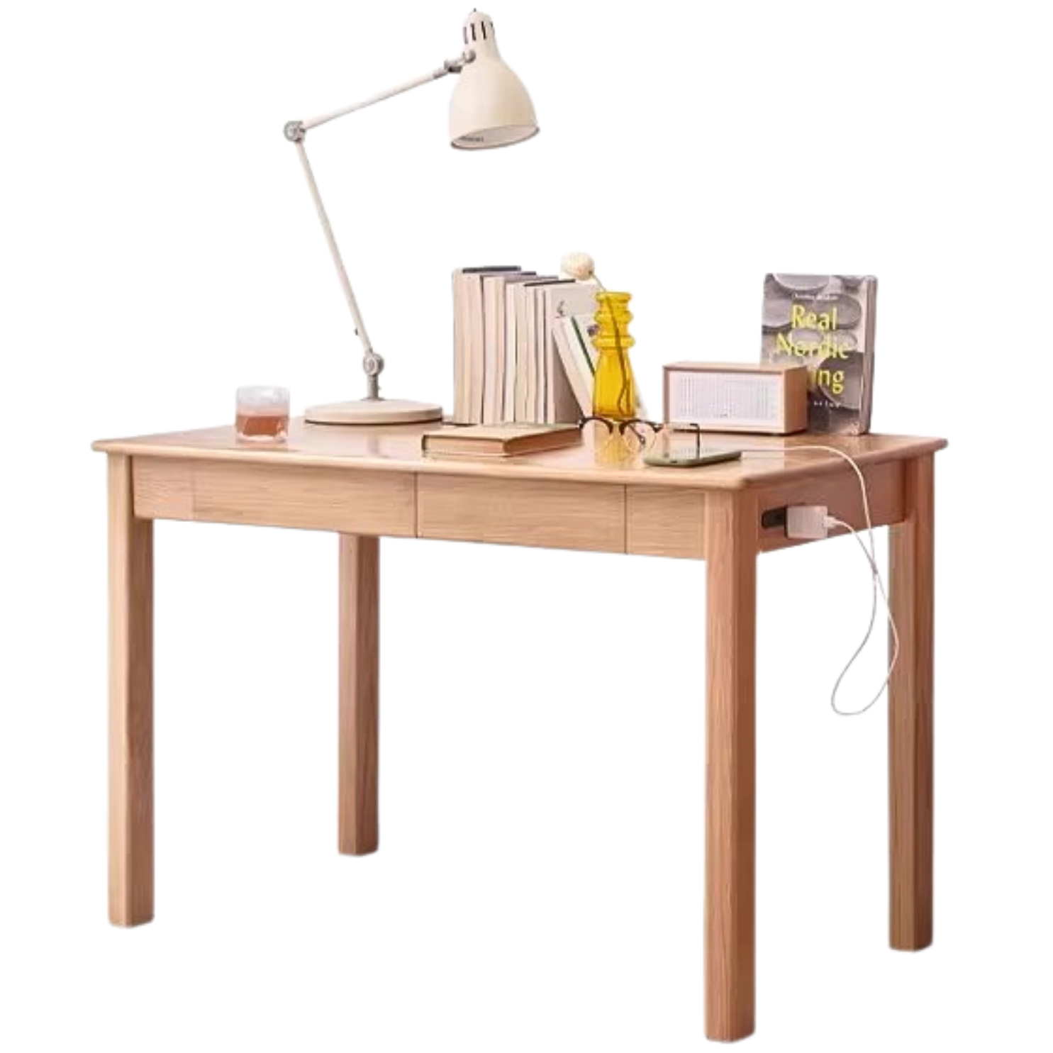 Oak, Ash Solid Wood USB Office Desk