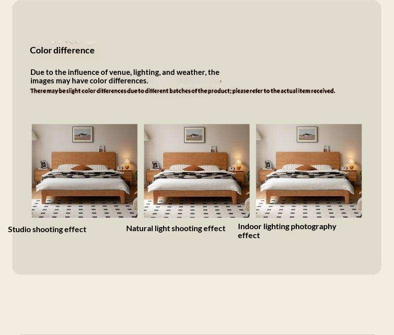 Cherry Solid Wood Platform Bed with Slightly Reclined Panel Headboard and Tapered Legs