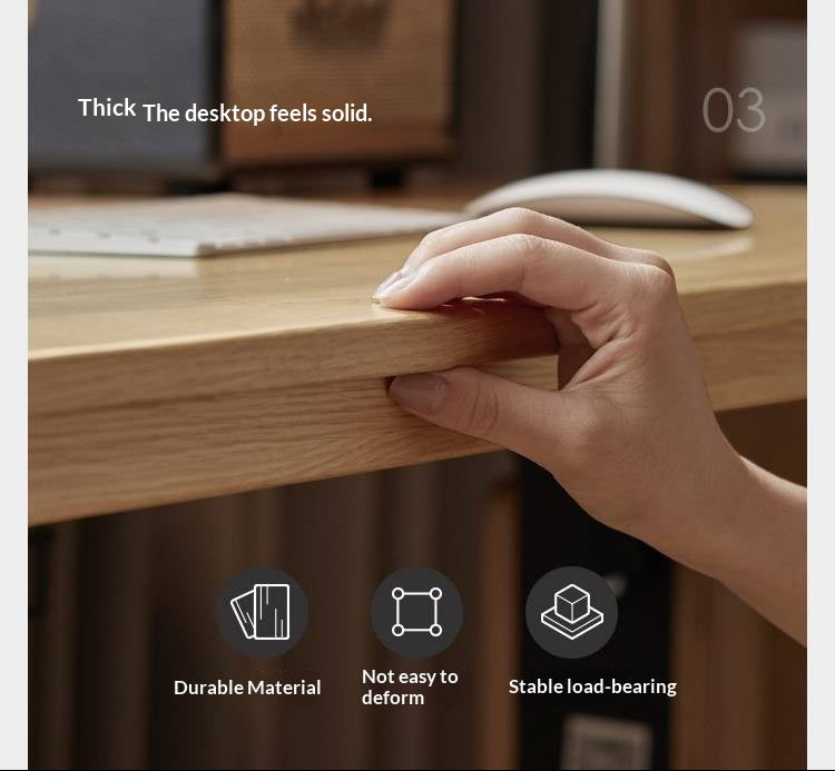 Oak Solid Wood Electric Lift Office Desk