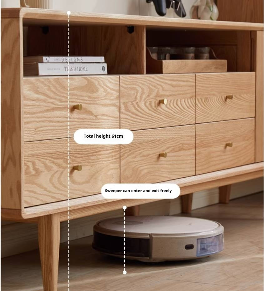 Oak Solid Wood Bedroom TV Cabinet: