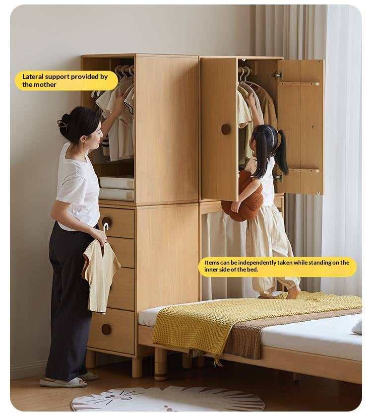 Solid Rubberwood Children's Wardrobe