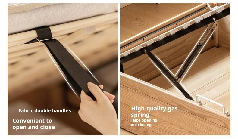 Oak Solid Wood Genuine Leather,  Eco-leather Box Bed