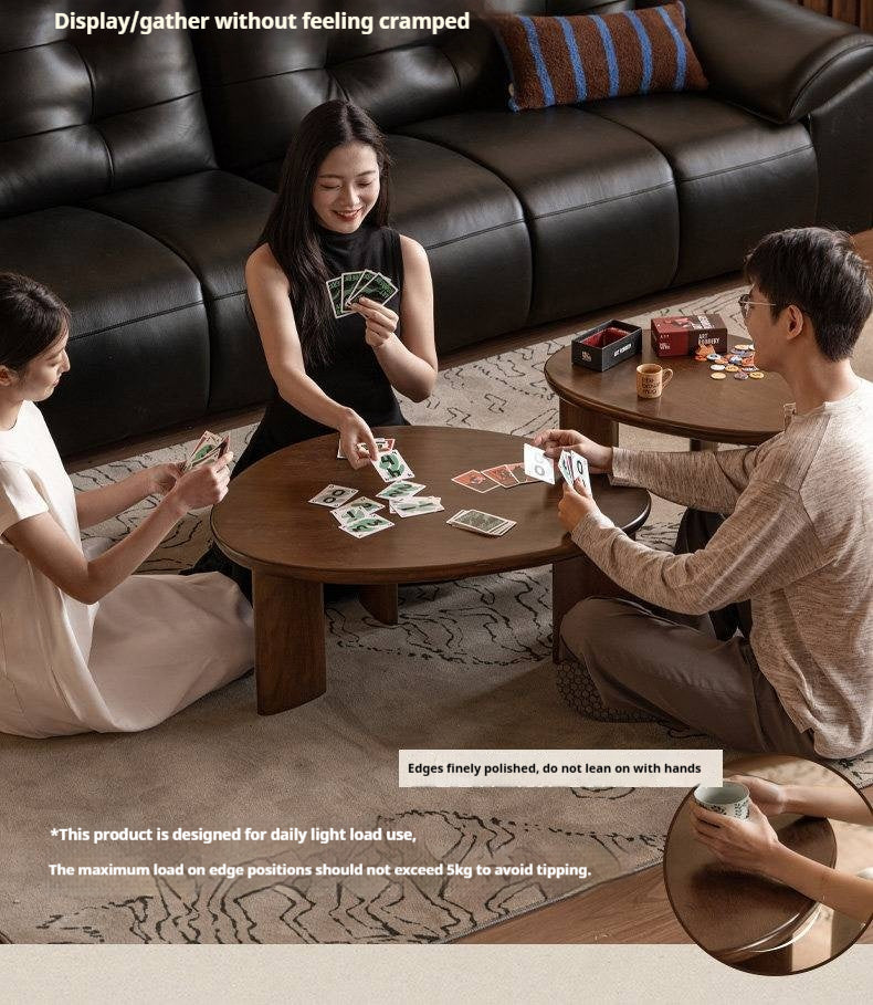 Solid Longan Hardwood Coffee Table with Sculptural Form and Italian Inspired Design