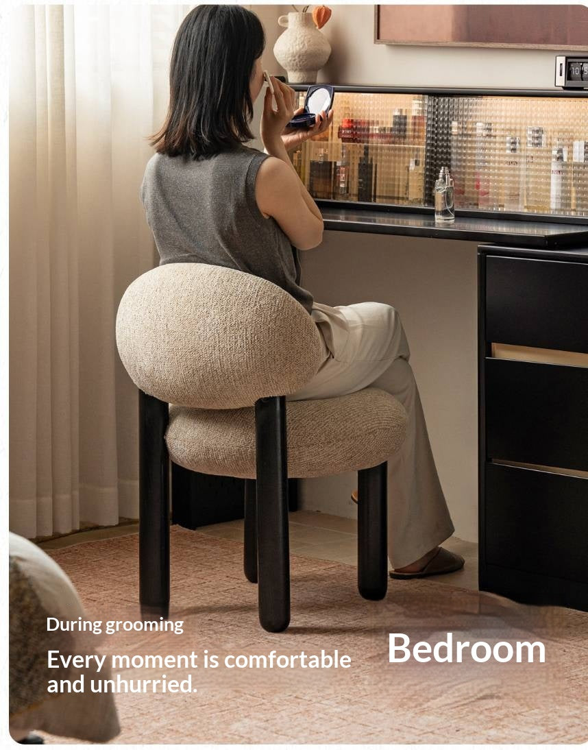 Ash Solid Wood Pebble Chenille Accent Chair with Cylindrical Legs
