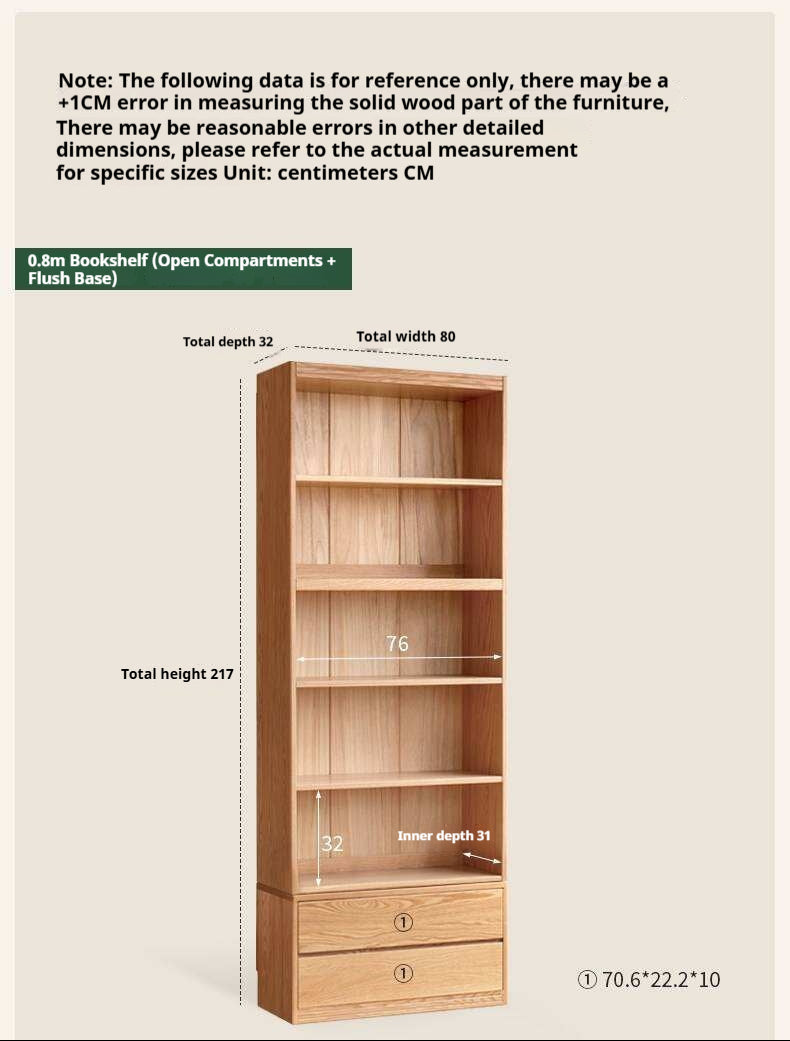 Oak, Ash Solid Wood Wall-Mounted Bookcase with Simple Storage Design