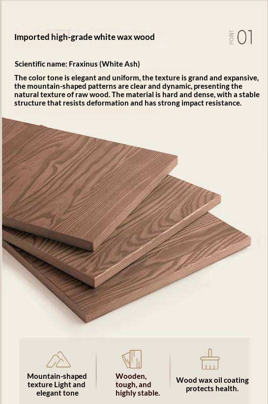 White Ash Solid Wood Side Cabinet with Italian Light Luxury Style