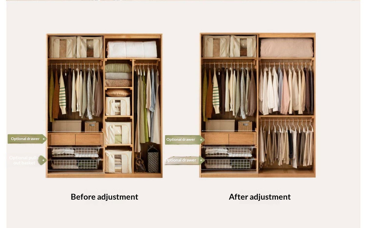 Oak Solid Wood Wardrobe Sliding Door.