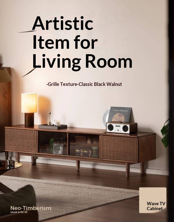 Black Walnut Solid Wood Modern TV Cabinet