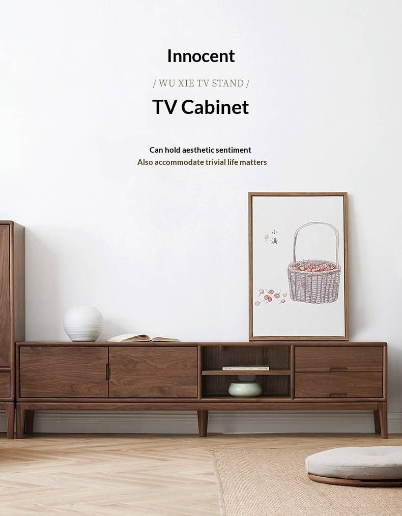 Ash, Black Walnut Solid Wood Modern Simple TV Cabinet