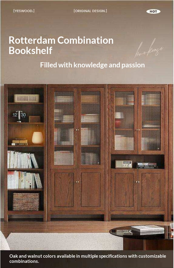Solid Rubberwood Modern Bookcase