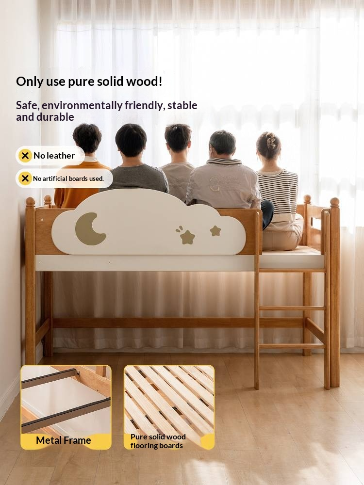 Rubberwood Solid Wood Children's Bed Modern Loft Bed
