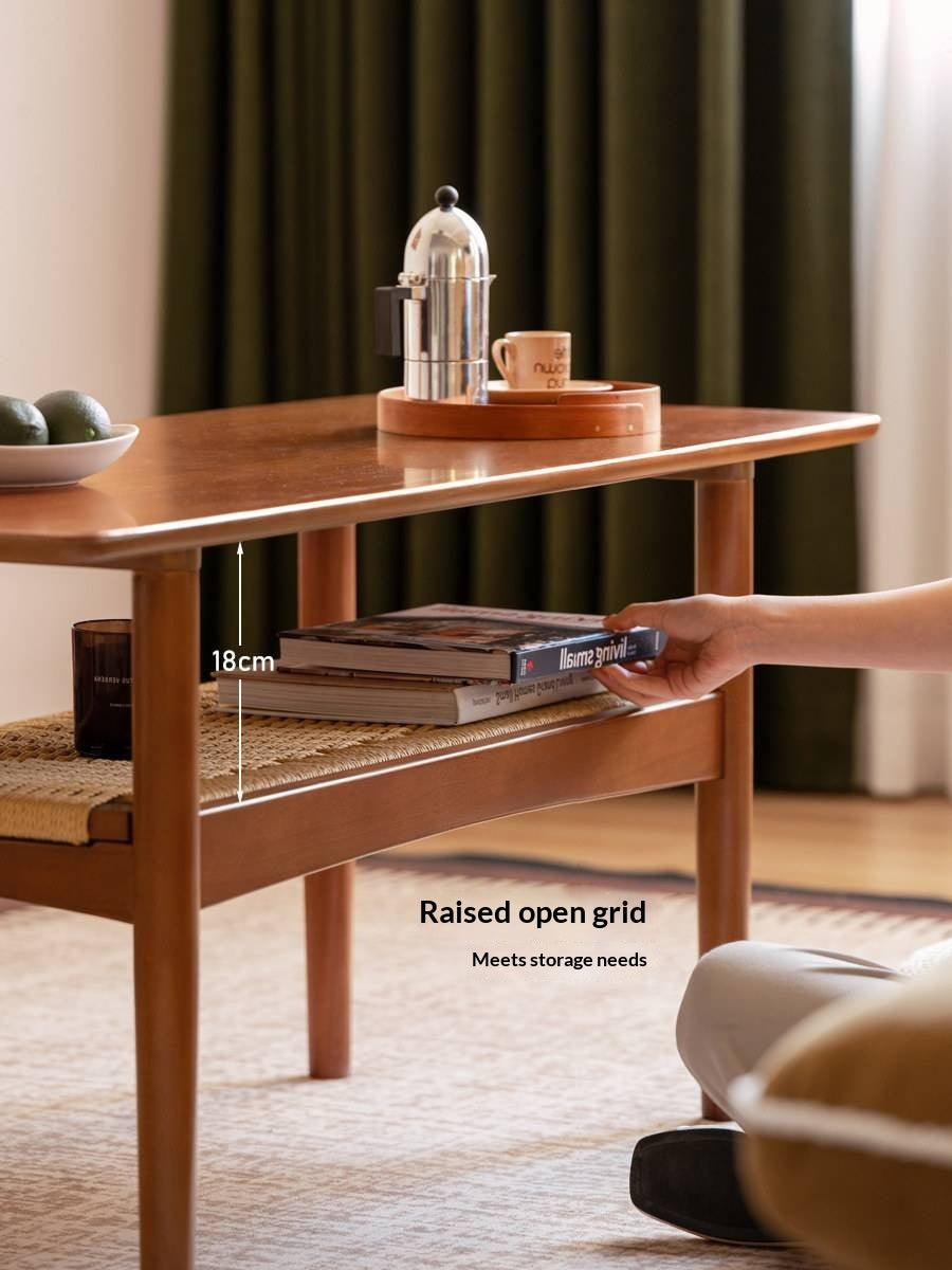 Poplar Solid Wood Coffee Table Vintage Style