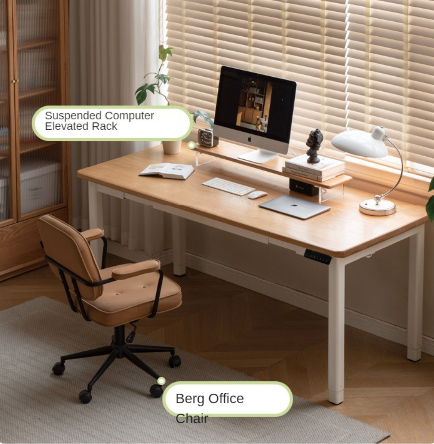 Oak Solid Wood Electric Elevating Dual Motor Office Desk