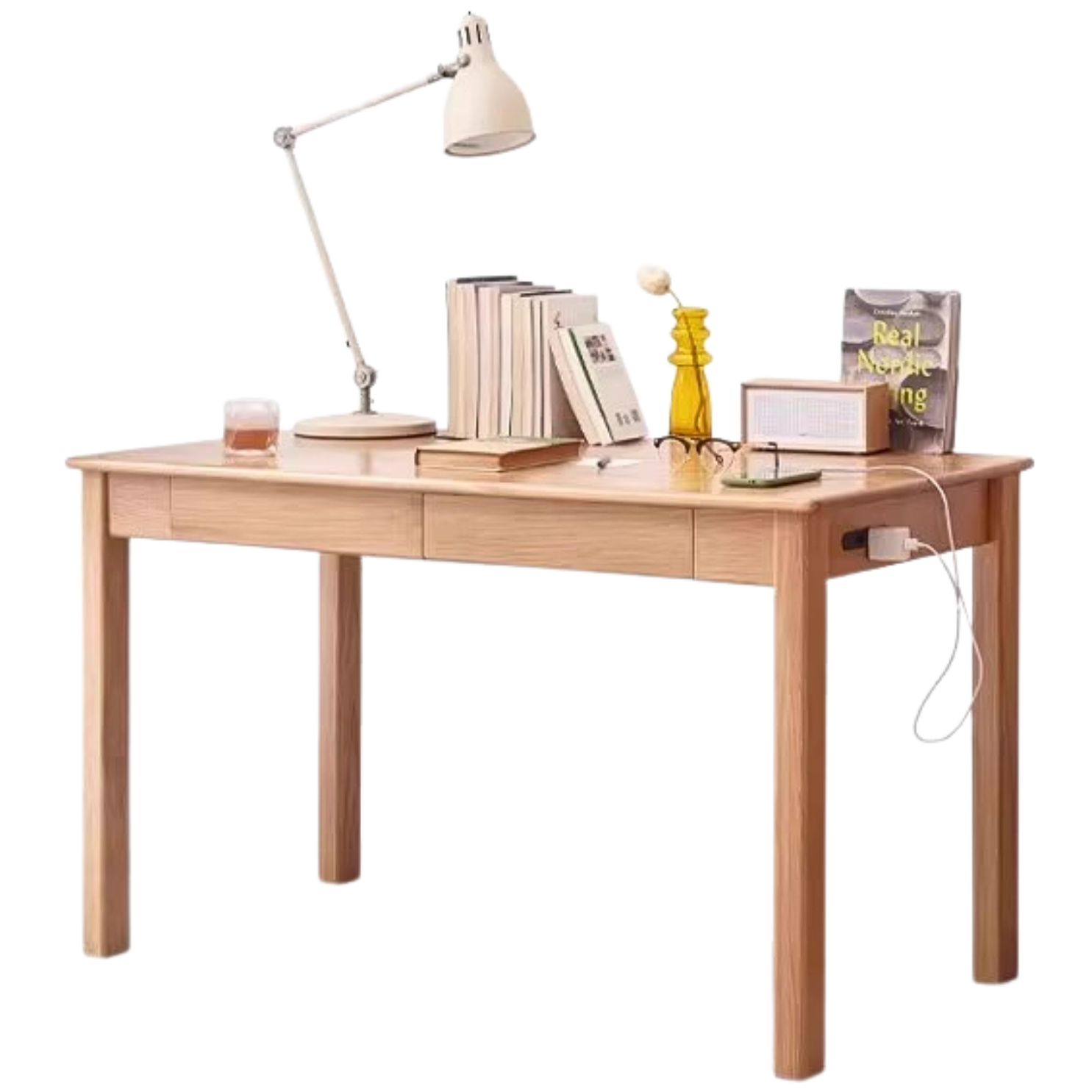 Oak, Ash Solid Wood USB Office Desk