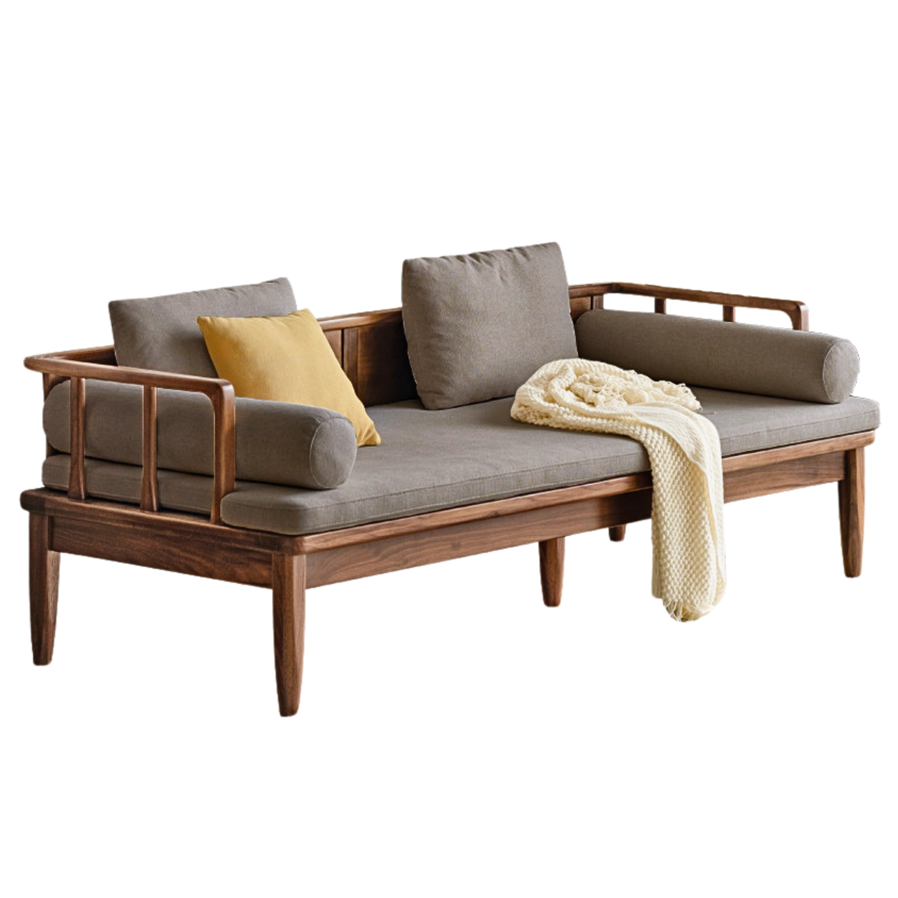 Black walnut solid wood winter and summer dual-use sofa)