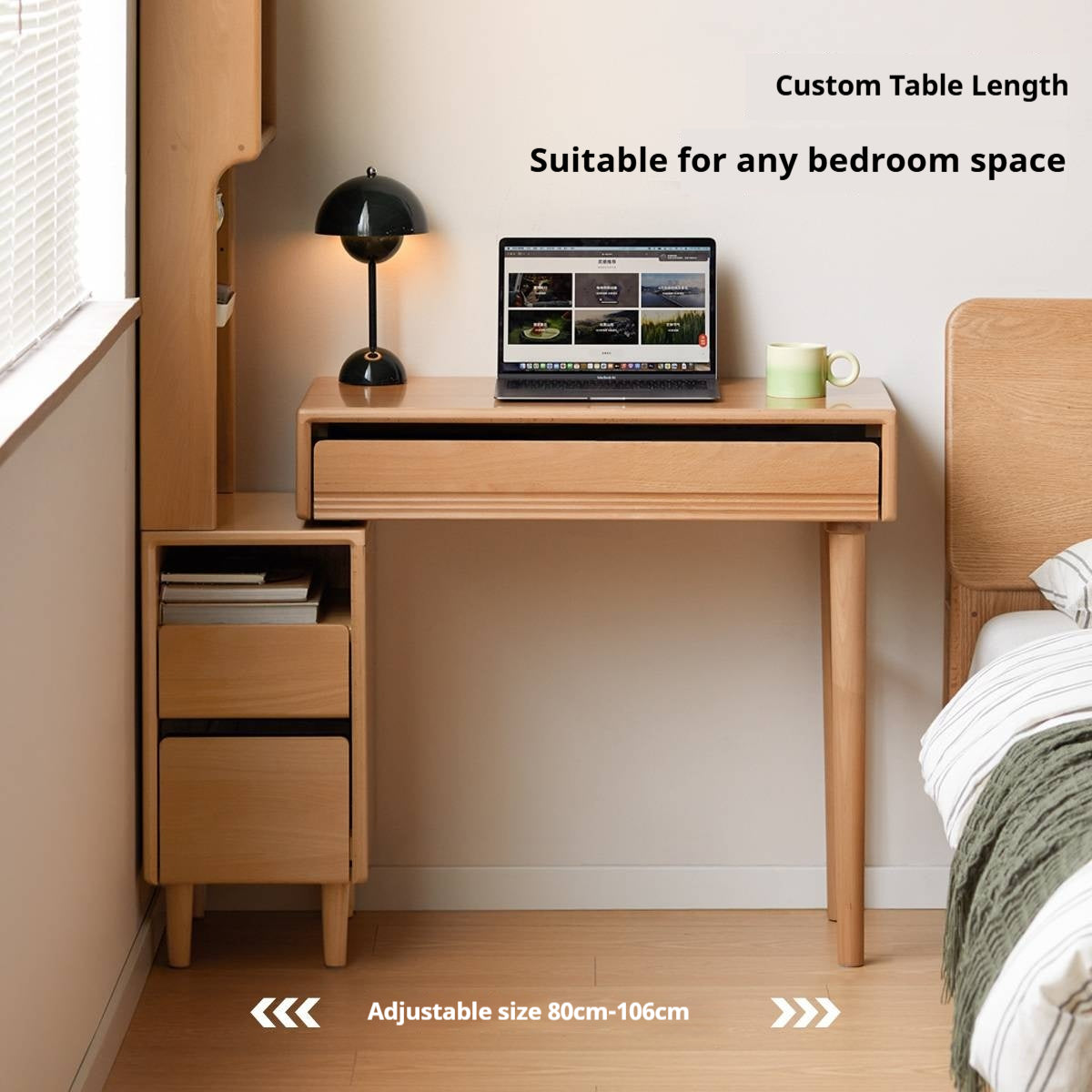 European Beech Solid Wood Retractable Modern Dressing Table