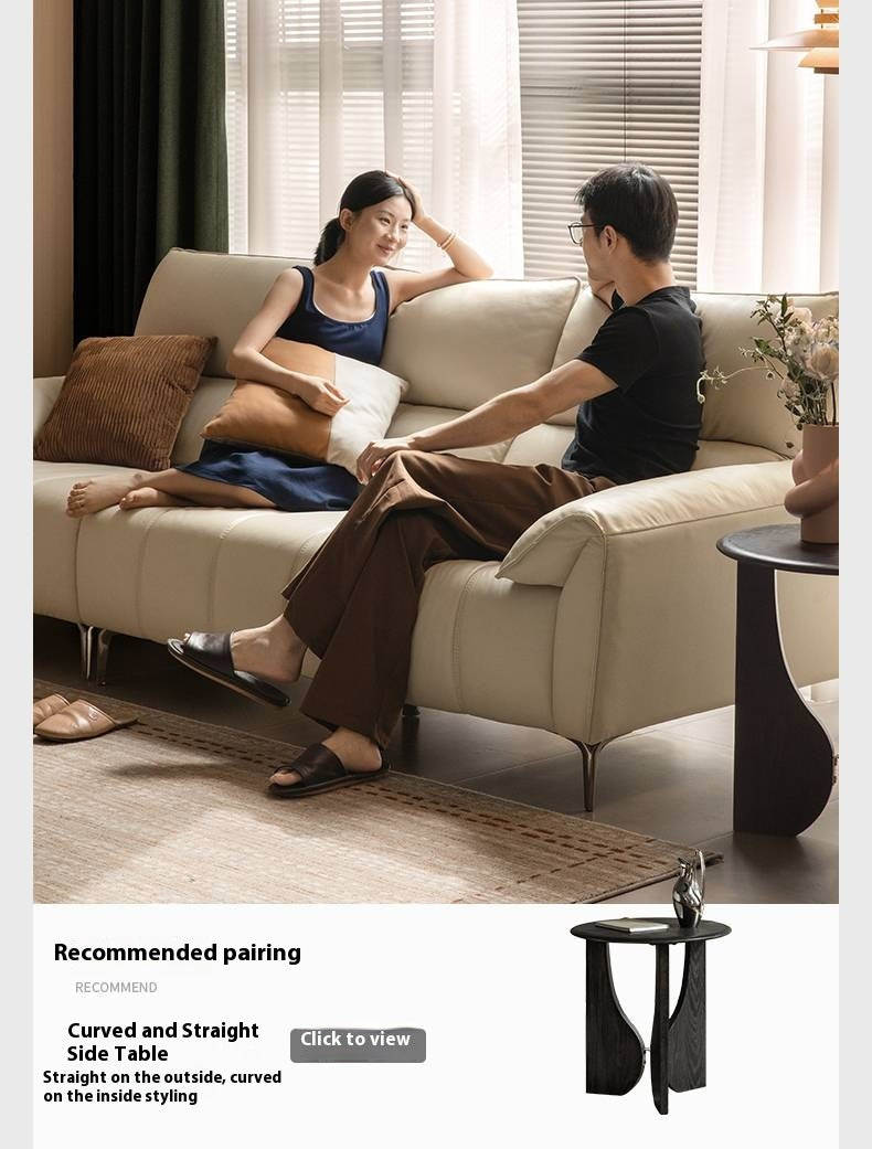 Genuine Leather Cream Sofa, Piano Key Design