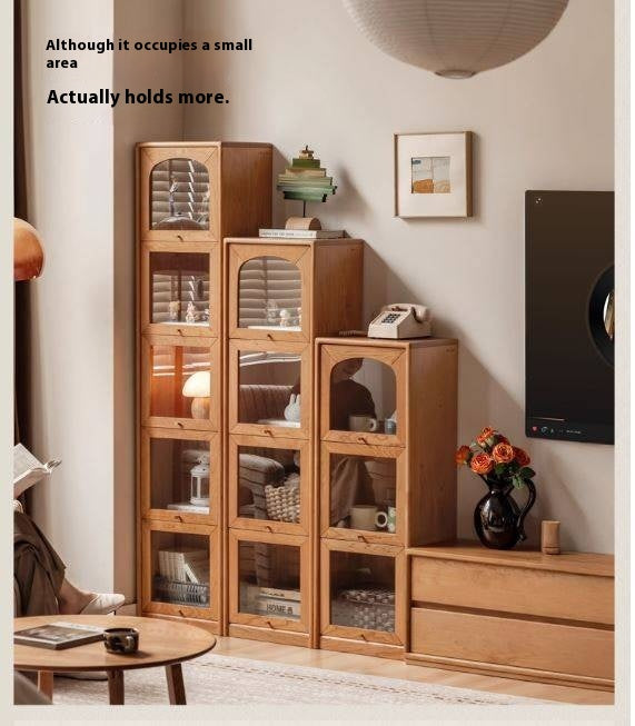 Cherry Solid Wood Ancient Style Floor Bookcase