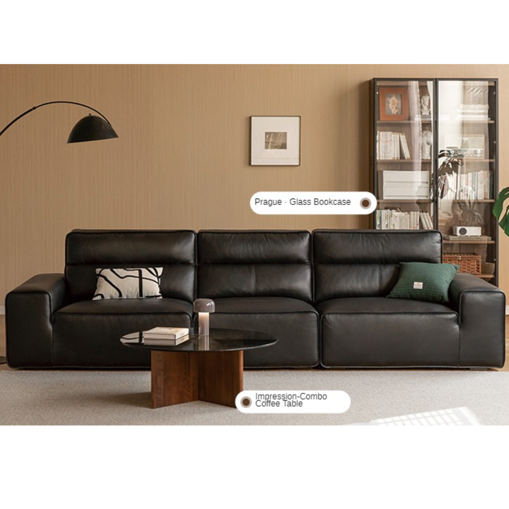 American cattle leather sofa black