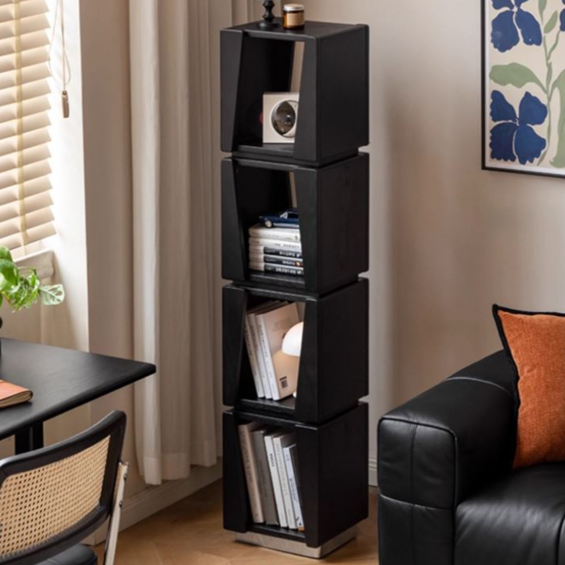 Oak Solid Wood Narrow Bauhaus Style Bookshelf