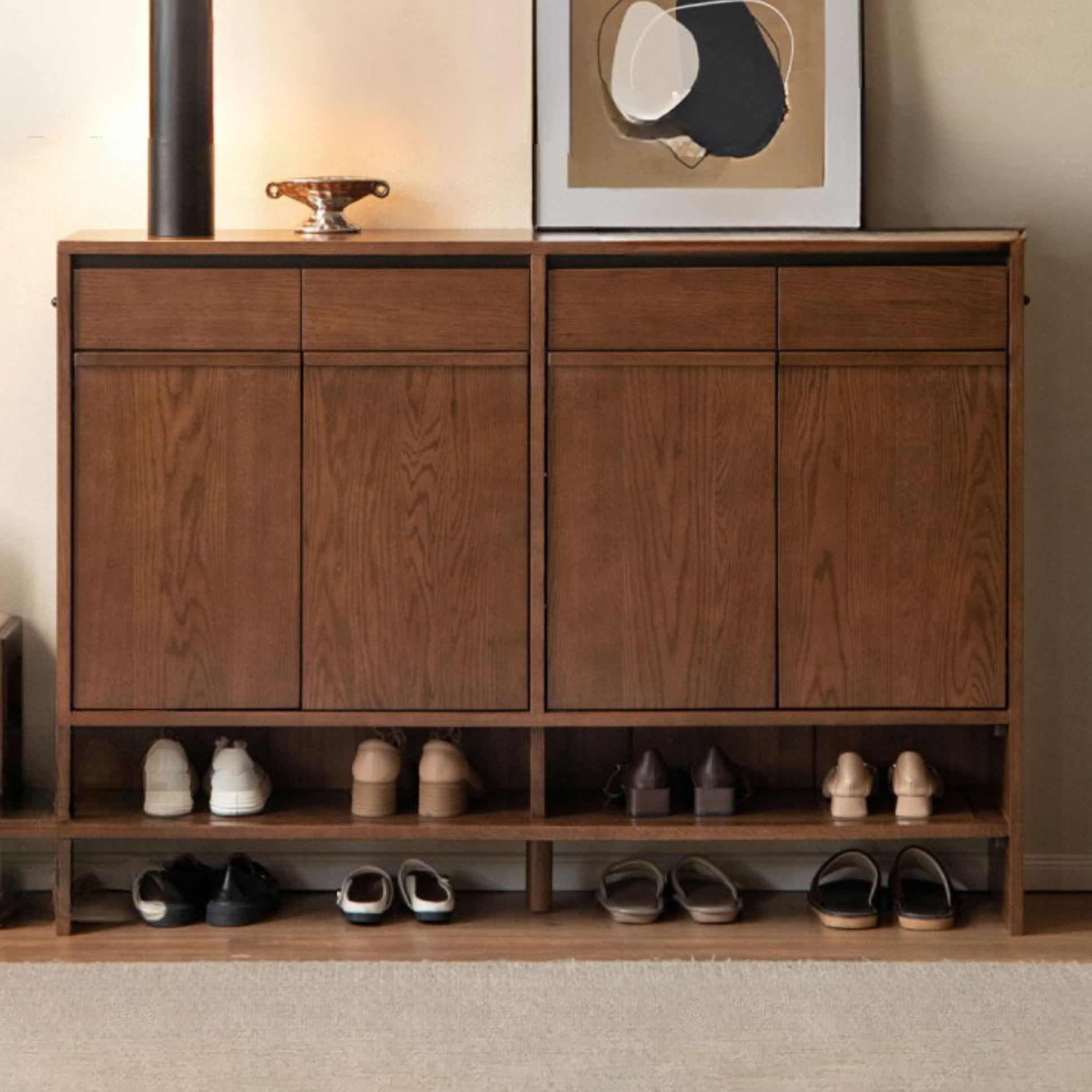 Oak Solid Wood Capacity Shoe Cabinet