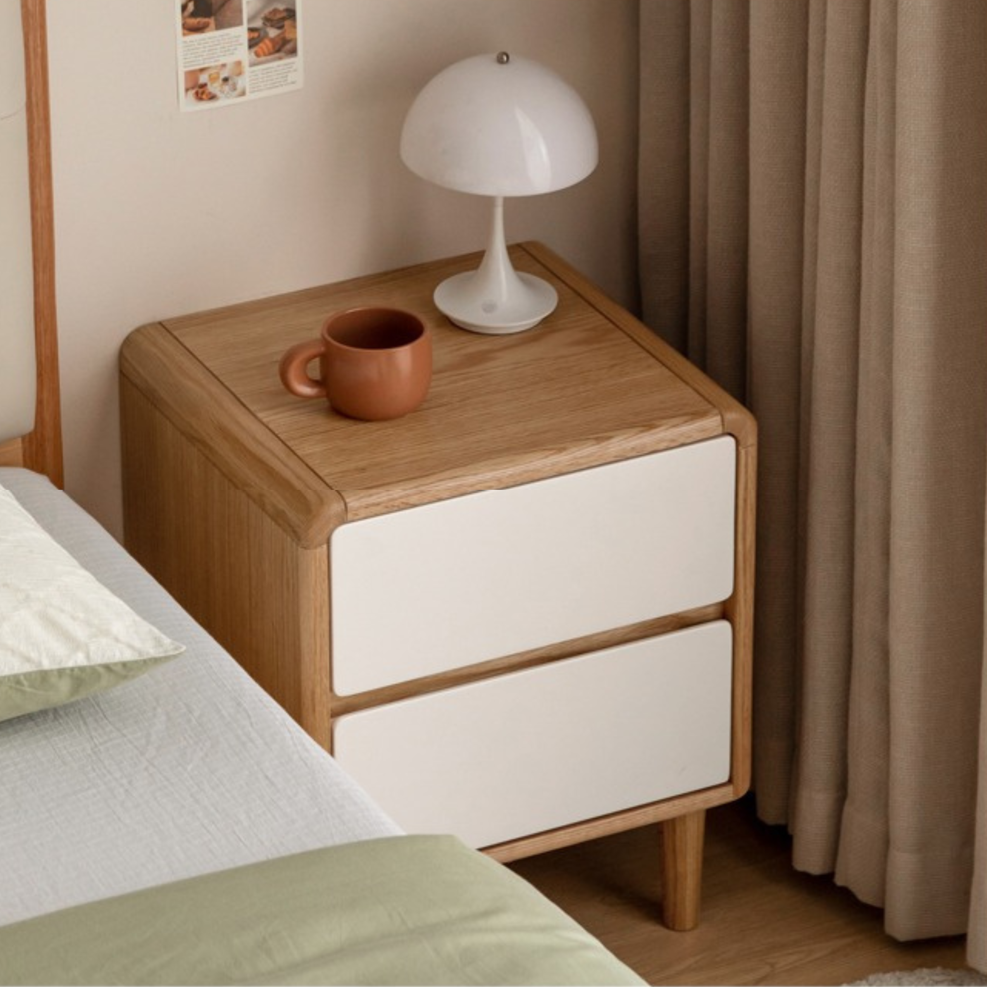 Poplar, Beec solid wood bedside table