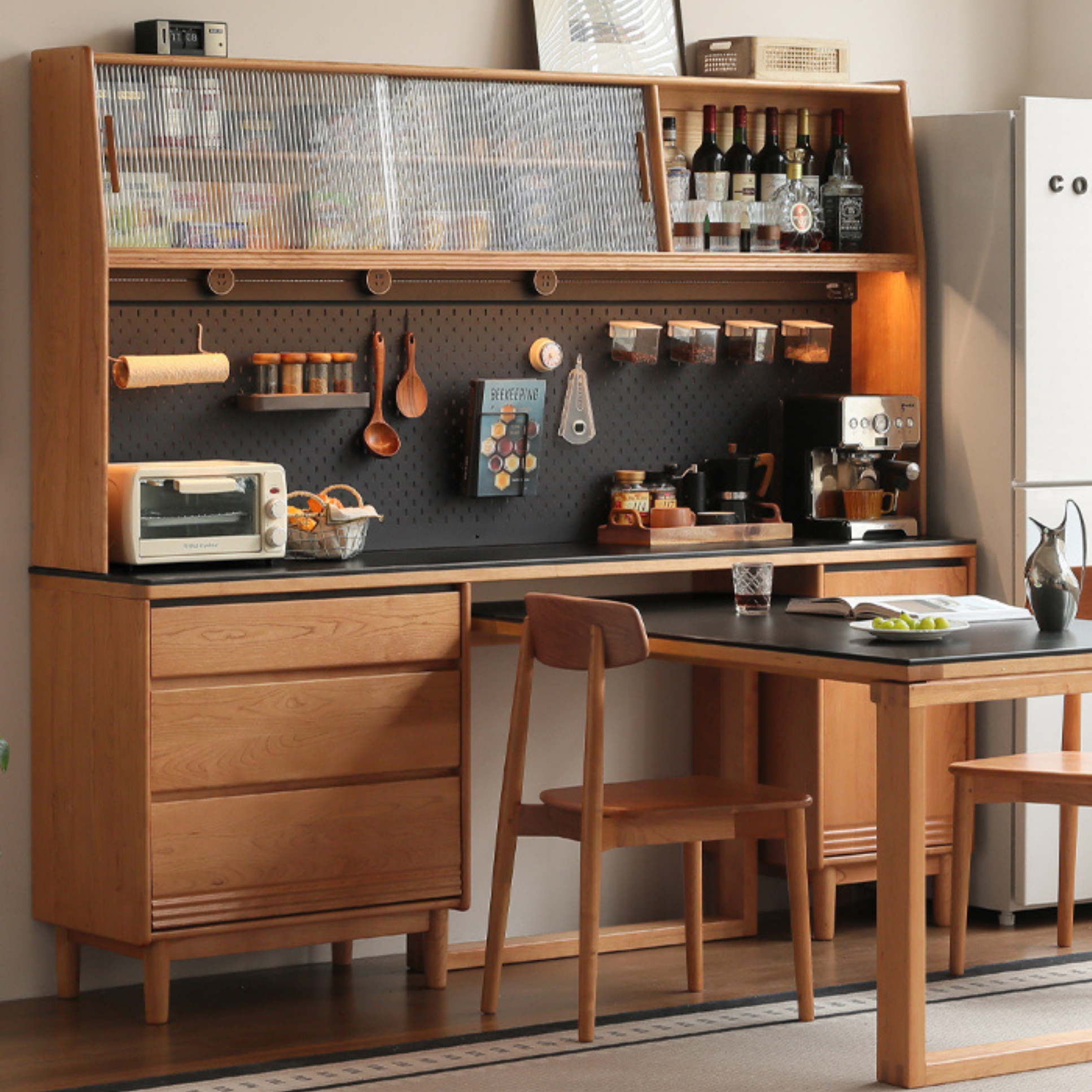 Cherry Solid Wood Rock Plate Sideboard