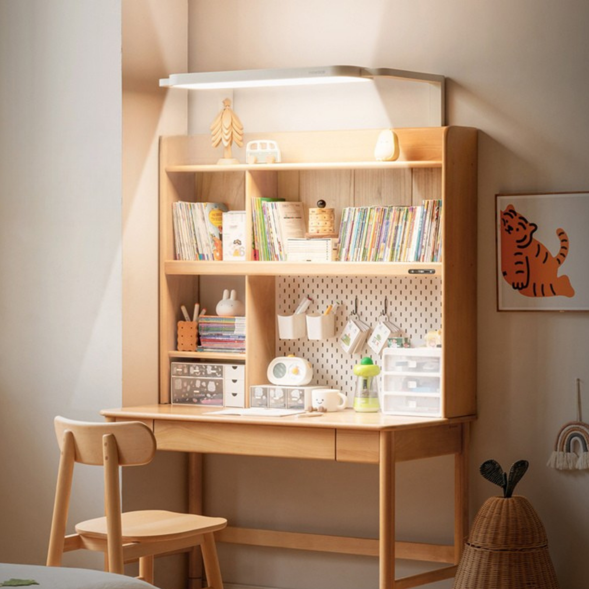 Beech Solid Wood Children's Desk With Adjustable Height