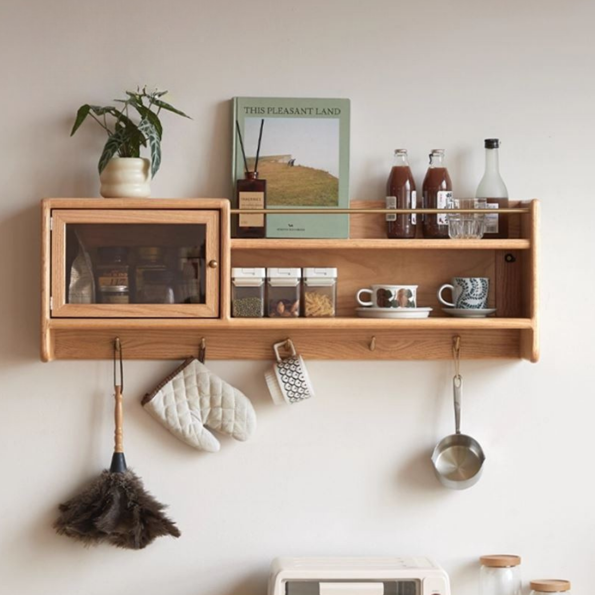 Oak Solid Wood Wall-Mounted Modern Cabinet