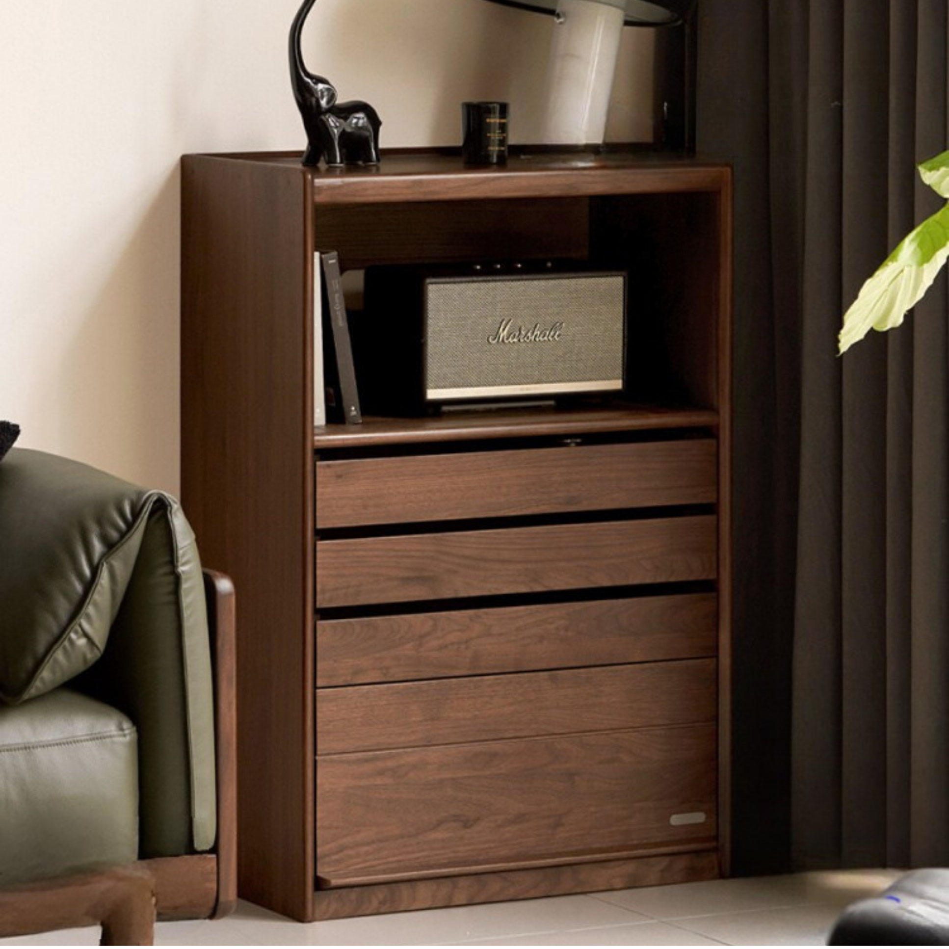 Black Walnut Solid Wood Side Cabinet